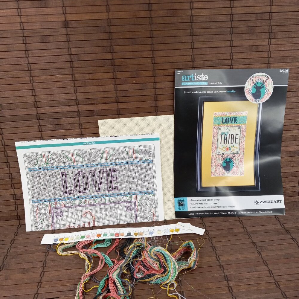 Artiste Zweigart Love My Tribe Counted Cross Stitch Kit 7x14